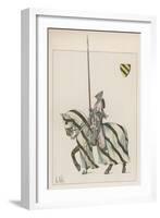 Knight in Battle-Dress with Lance-L. Vallet-Framed Art Print