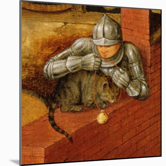 Knight Putting a Bell on a Cat, Detail from 'The Flemish Proverbs'-Pieter Brueghel the Younger-Mounted Giclee Print