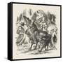 Knights Alice Watches the Fight Between the Red Knight and the White Knight-John Tenniel-Framed Stretched Canvas
