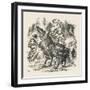 Knights Alice Watches the Fight Between the Red Knight and the White Knight-John Tenniel-Framed Art Print