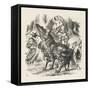 Knights Alice Watches the Fight Between the Red Knight and the White Knight-John Tenniel-Framed Stretched Canvas