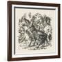 Knights Alice Watches the Fight Between the Red Knight and the White Knight-John Tenniel-Framed Art Print