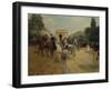 Knights and Carriages on Bois De Boulogne Avenue, with Arc De Triomphe in Background-Georges Stein-Framed Giclee Print