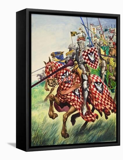 Knights Charging into Battle-Peter Jackson-Framed Stretched Canvas