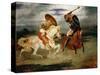 Knights Fighting in the Countryside-Eugene Delacroix-Stretched Canvas