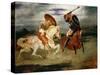 Knights Fighting in the Countryside-Eugene Delacroix-Stretched Canvas