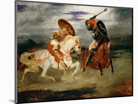 Knights Fighting in the Countryside-Eugene Delacroix-Mounted Giclee Print