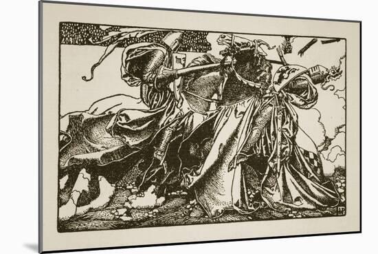 Knights in combat, illustration from 'The Story of King Arthur and his Knights', 1903-Howard Pyle-Mounted Giclee Print
