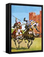 Knights Jousting-English School-Framed Stretched Canvas