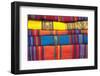 Knitted blankets at arts and craft market, Urubamba, Peru-Michael DeFreitas-Framed Photographic Print