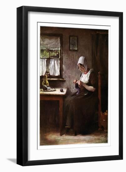 Knitting Fisherwoman, 1901-Hobbe Smith-Framed Premium Giclee Print