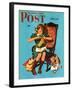 "Knitting for the War Effort," Saturday Evening Post Cover, June 6, 1942-James W. Schucker-Framed Giclee Print