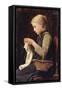 Knitting Girl, 1883-Albert Anker-Framed Stretched Canvas