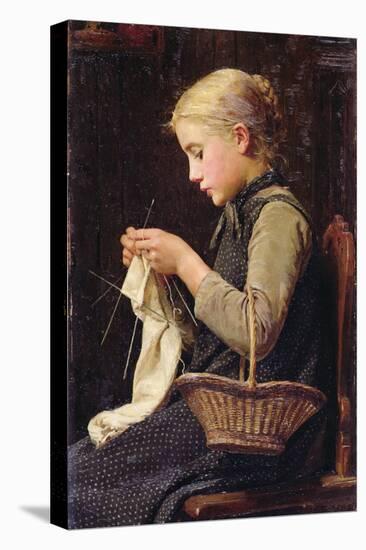 Knitting Girl, 1883-Albert Anker-Stretched Canvas