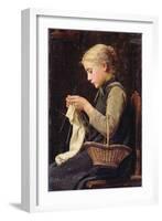 Knitting Girl, 1883-Albert Anker-Framed Giclee Print