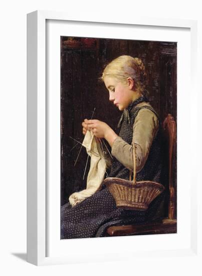 Knitting Girl, 1883-Albert Anker-Framed Giclee Print