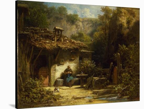 Knitting Hermit, 1860-1870S-Carl Spitzweg-Stretched Canvas
