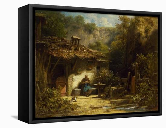 Knitting Hermit, 1860-1870S-Carl Spitzweg-Framed Stretched Canvas