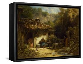 Knitting Hermit, 1860-1870S-Carl Spitzweg-Framed Stretched Canvas