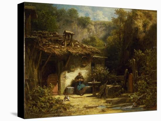 Knitting Hermit, 1860-1870S-Carl Spitzweg-Stretched Canvas