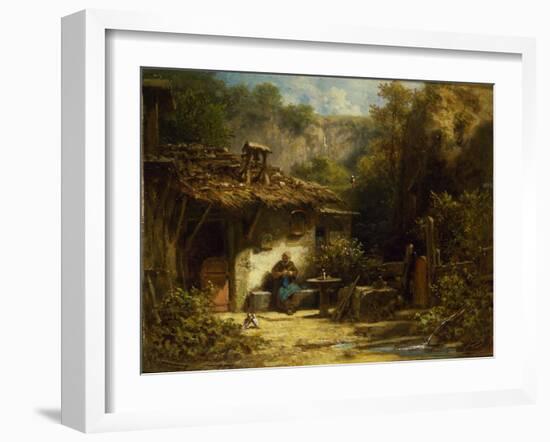 Knitting Hermit, 1860-1870S-Carl Spitzweg-Framed Giclee Print