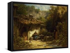 Knitting Hermit, 1860-1870S-Carl Spitzweg-Framed Stretched Canvas