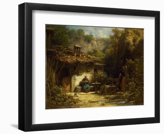 Knitting Hermit, 1860-1870S-Carl Spitzweg-Framed Premium Giclee Print