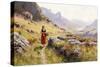 Knitting in a Norwegian Landscape-Hans Dahl-Stretched Canvas