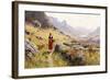 Knitting in a Norwegian Landscape-Hans Dahl-Framed Giclee Print