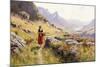 Knitting in a Norwegian Landscape-Hans Dahl-Mounted Giclee Print