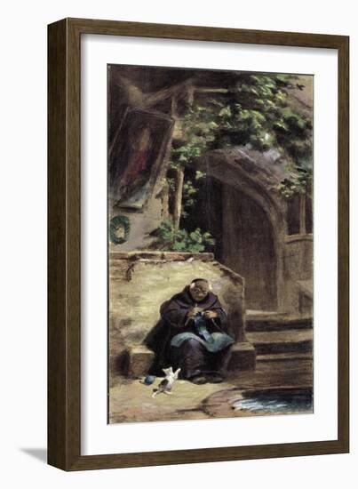 Knitting Monk-Carl Spitzweg-Framed Giclee Print