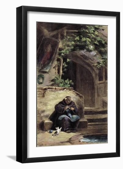 Knitting Monk-Carl Spitzweg-Framed Giclee Print