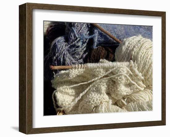 Knitting Needles and Handspun Wool Yarn at a Yorktown Reenactment, Virginia-null-Framed Photographic Print