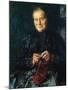 Knitting Old Woman (Oil on Canvas)-Christian Krohg-Mounted Giclee Print