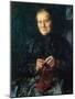 Knitting Old Woman (Oil on Canvas)-Christian Krohg-Mounted Giclee Print