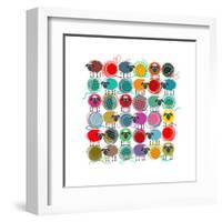 Knitting Yarn Balls and Sheep Abstract Square Composition. Vector EPS 8 Graphic Illustration of Bri-Popmarleo-Framed Art Print