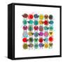 Knitting Yarn Balls and Sheep Abstract Square Composition. Vector EPS 8 Graphic Illustration of Bri-Popmarleo-Framed Stretched Canvas