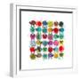 Knitting Yarn Balls and Sheep Abstract Square Composition. Vector EPS 8 Graphic Illustration of Bri-Popmarleo-Framed Premium Giclee Print