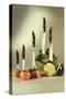 Knives Stuck in Vegetables, Retro-null-Stretched Canvas