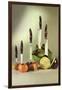 Knives Stuck in Vegetables, Retro-null-Framed Art Print