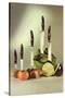 Knives Stuck in Vegetables, Retro-null-Stretched Canvas