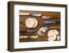 Knives with the Remains of Spreads and Crackers-Eising Studio - Food Photo and Video-Framed Photographic Print