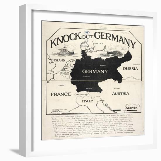 Knock Out Germany, An Instructive Partial Map of Europe with Germany Silhouetted, 1914-null-Framed Giclee Print