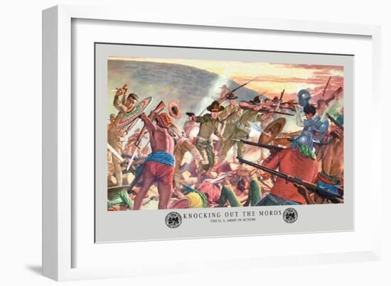 Knocking Out the Moros-Hugh Charles Mcbarron Jr.-Framed Art Print