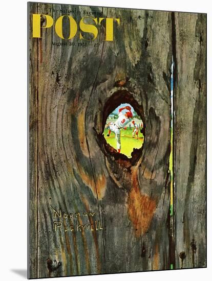 "Knothole Baseball" Saturday Evening Post Cover, August 30,1958-Norman Rockwell-Mounted Giclee Print