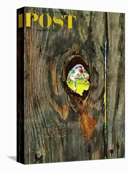 "Knothole Baseball" Saturday Evening Post Cover, August 30,1958-Norman Rockwell-Stretched Canvas