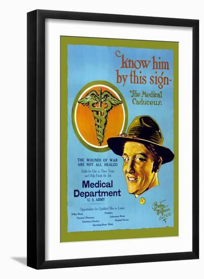 Know Him By This Sign, Join the Medical Department, U.S. Army-Barto Van Voohis Matteson-Framed Art Print