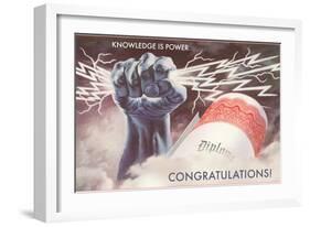 Knowledge is Power, Congratulations, Diploma, Graduation-null-Framed Art Print