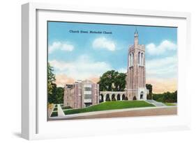 Knoxville, Tennessee - Exterior View of the Methodist Church on Church Street-Lantern Press-Framed Art Print