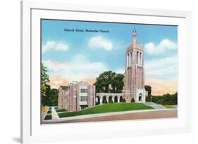 Knoxville, Tennessee - Exterior View of the Methodist Church on Church Street-Lantern Press-Framed Premium Giclee Print